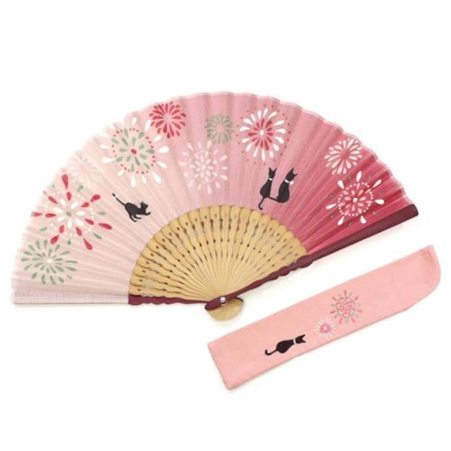Amazon.co.jp: 山岡白竹堂 涼音セット 花火ネコ│扇子・風鈴